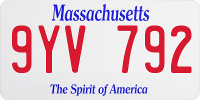 MA license plate 9YV792