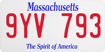 MA license plate 9YV793