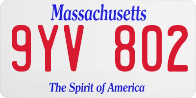 MA license plate 9YV802