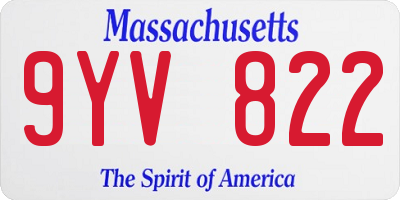 MA license plate 9YV822