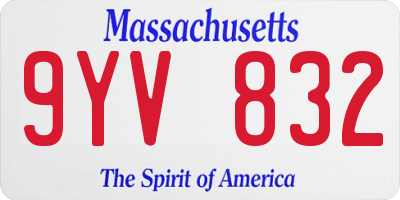 MA license plate 9YV832