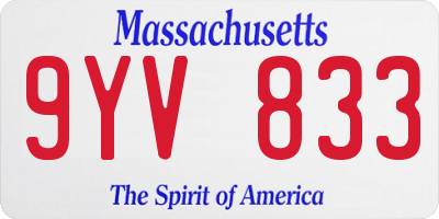 MA license plate 9YV833