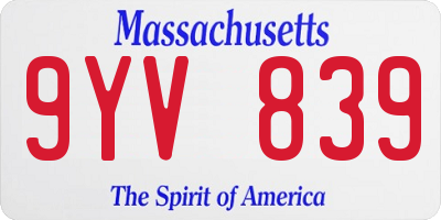 MA license plate 9YV839