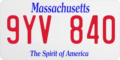 MA license plate 9YV840