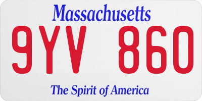 MA license plate 9YV860