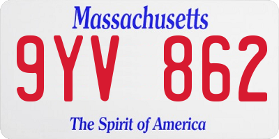 MA license plate 9YV862