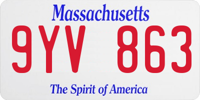 MA license plate 9YV863