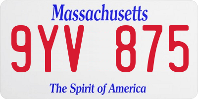 MA license plate 9YV875