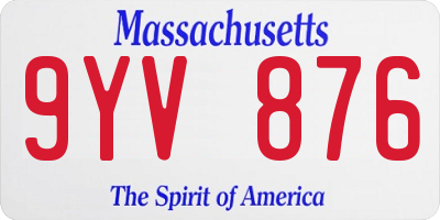 MA license plate 9YV876