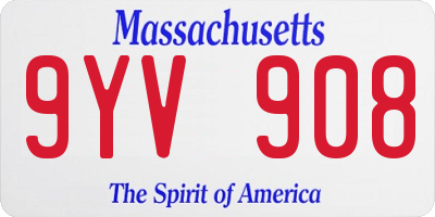 MA license plate 9YV908