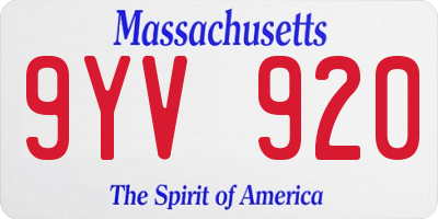 MA license plate 9YV920