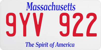 MA license plate 9YV922