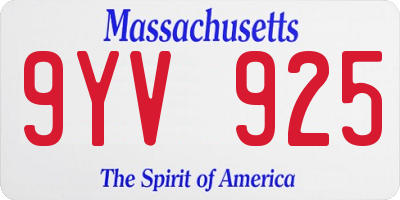 MA license plate 9YV925