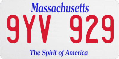 MA license plate 9YV929