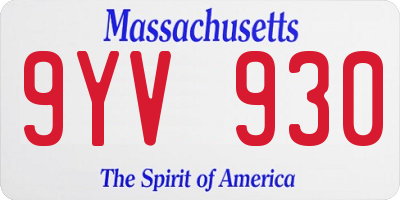 MA license plate 9YV930