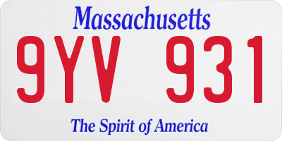 MA license plate 9YV931