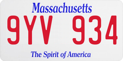 MA license plate 9YV934