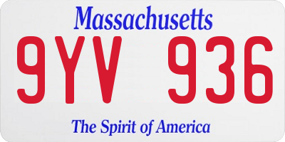 MA license plate 9YV936
