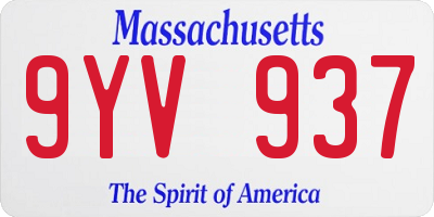 MA license plate 9YV937