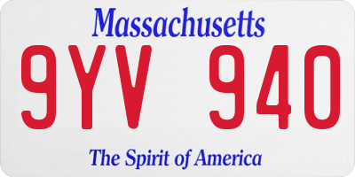MA license plate 9YV940