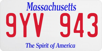 MA license plate 9YV943