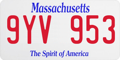 MA license plate 9YV953