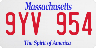 MA license plate 9YV954