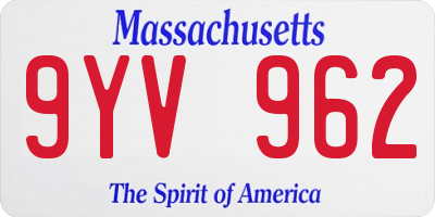 MA license plate 9YV962