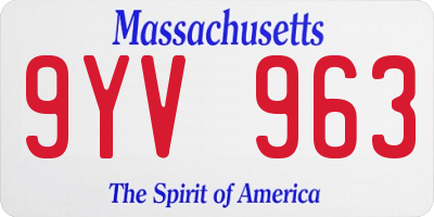 MA license plate 9YV963