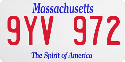 MA license plate 9YV972