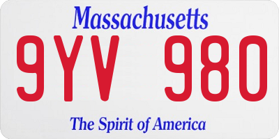 MA license plate 9YV980