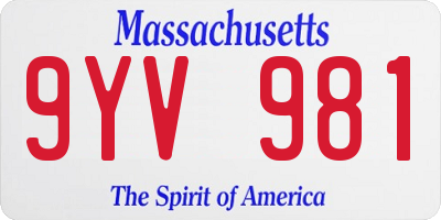 MA license plate 9YV981