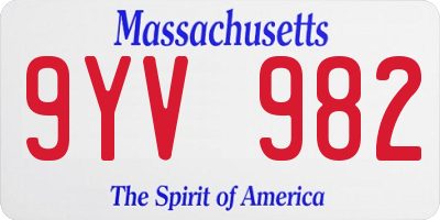 MA license plate 9YV982