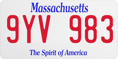 MA license plate 9YV983