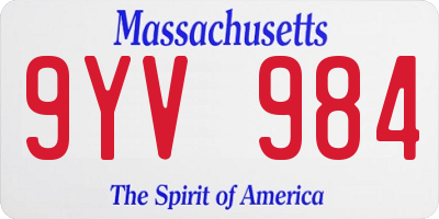 MA license plate 9YV984