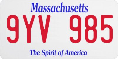MA license plate 9YV985
