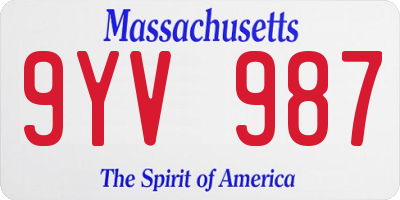 MA license plate 9YV987