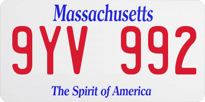 MA license plate 9YV992