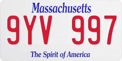 MA license plate 9YV997