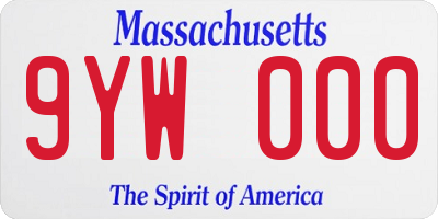 MA license plate 9YW000