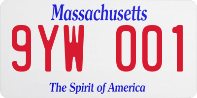 MA license plate 9YW001