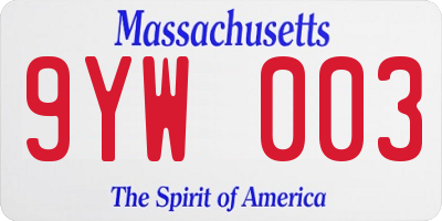 MA license plate 9YW003