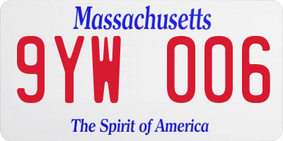MA license plate 9YW006
