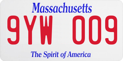 MA license plate 9YW009