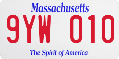 MA license plate 9YW010