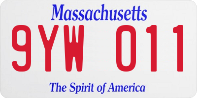 MA license plate 9YW011