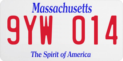 MA license plate 9YW014