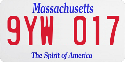 MA license plate 9YW017