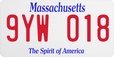 MA license plate 9YW018