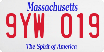 MA license plate 9YW019